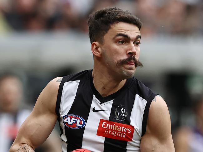 MELBOURNE, AUSTRALIA - July 15. AFL.   Oleg Markov of the Magpies  during the round 17 AFL match between Collingwood and Fremantle at Melbourne Cricket Ground, on May 27, 2023, in Melbourne, Australia. Photo by Michael Klein.