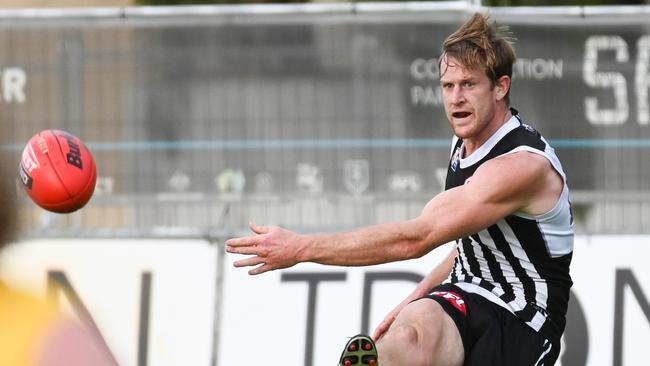 Port Adelaide captain Tom Jonas playing in the SANFL at Alberton. Picture: Naomi Jellicoe