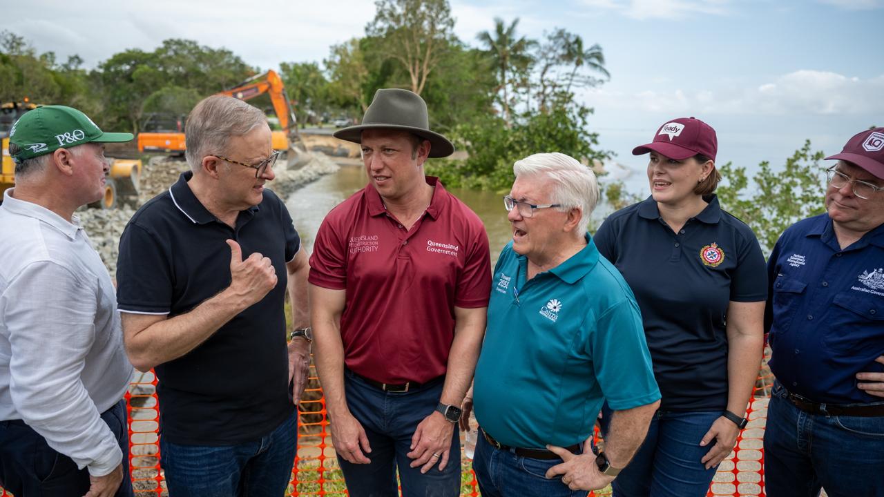 Prime Minister, Anthony Albanese, was in Holloways Beach last week with Cairns MP Michael Healy, Queensland Premier Steven Miles, Cairns Mayor Terry James and federal Minister for Emergency Management Murray Watt. They met with residents affected by the recent flooding in Far North Queensland. Picture: NCA NewsWire/ Emily Barker