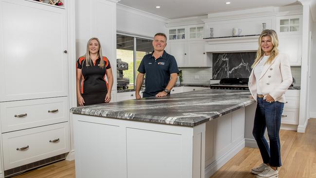 Mollie Payne and Clive Payne, owner of European Designs Kitchen, with Pro2Pac owner Marie Nakic. Picture: Jerad Williams.