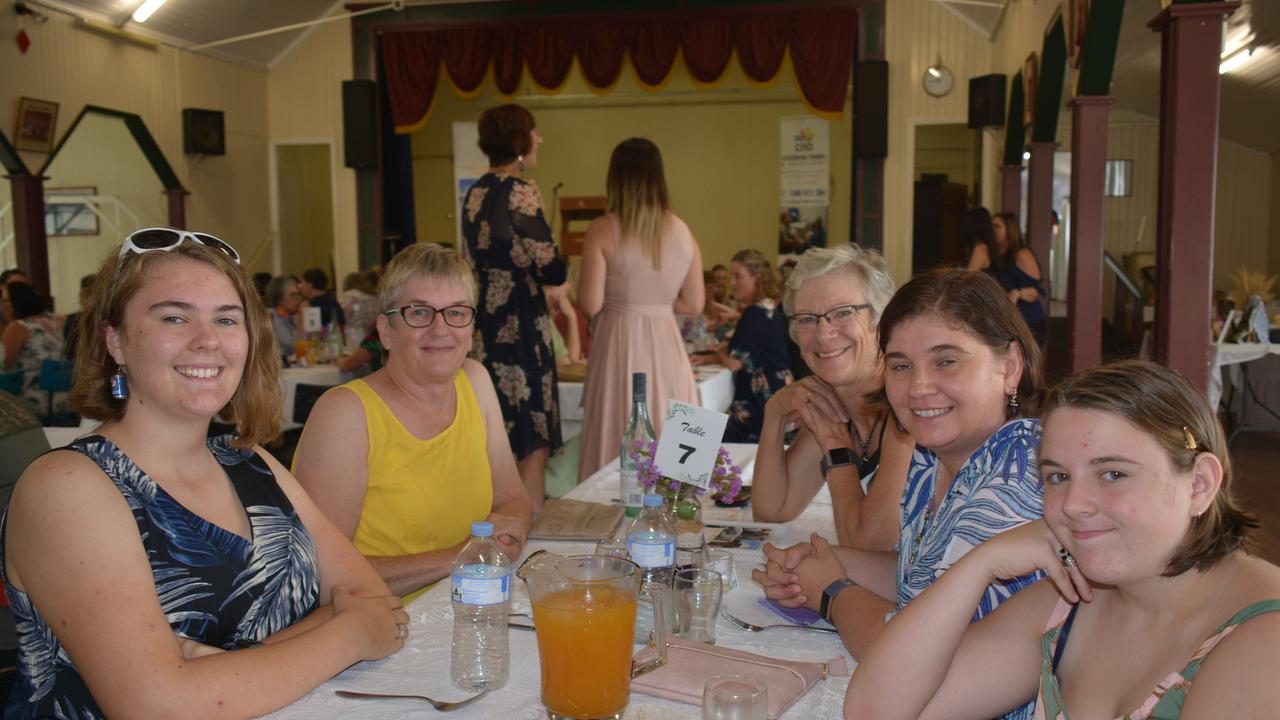 Lily Barr, Gail Carroll, Ros Heit, Catherine Barr and Bridget Barr at the Kumbia Kindy International Women's Day lunch on March 8, 2020. (Photo: Jessica McGrath)