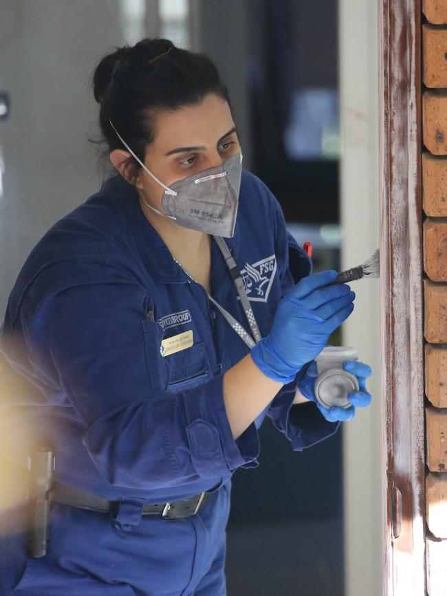 Police forensics look for clues in Mt Colah. Picture: John Grainger