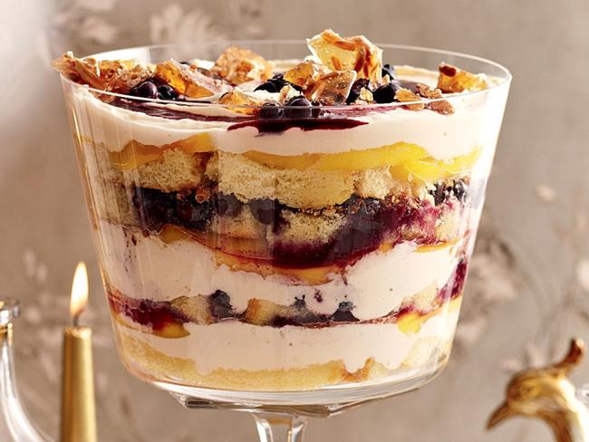 A blueberry and mango trifle.