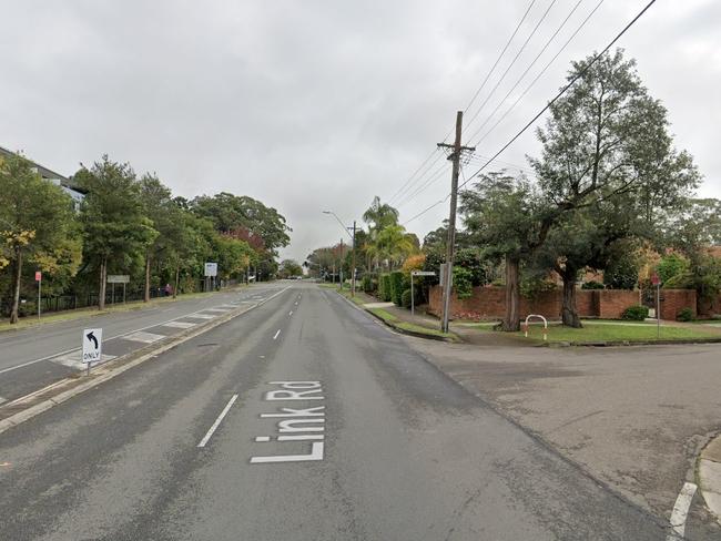 A man who allegedly made a threatening gesture outside a synagogue in Sydney’s Upper North Shore has been charged with a stalking and intimidation offence. Officers were told a passenger inside a car allegedly made a gun gesture with his fingers at a man walking along Link Rd in St Ives about 12.30pm on January 4. Police will allege the passenger then made the same gesture at a man outside at a place of worship as the car continued driving along the road. Picture: Google Maps.