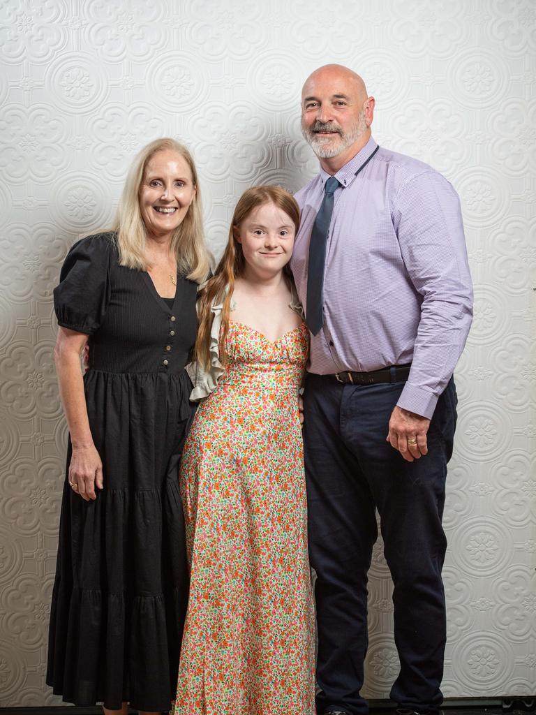 Annie, Stevie and Craig Witham at the Nelson Park school graduation 2022. Picture: Brad Fleet