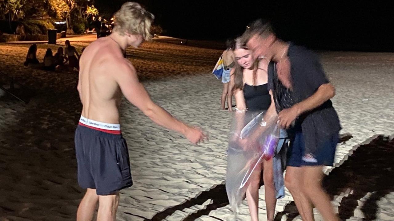 A large group of schoolies have been rewarded for their nightly clean up efforts on Noosa Main Beach.