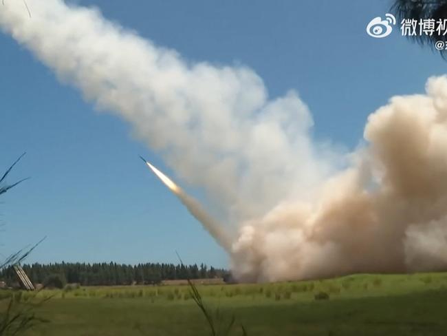 A missile being fired during a Chinese military exercise in China. Picture: AFP