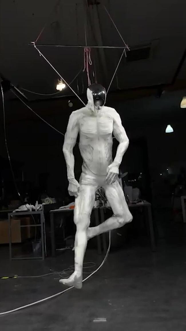 Terrifying 'Synthetic human' robot twitches to life