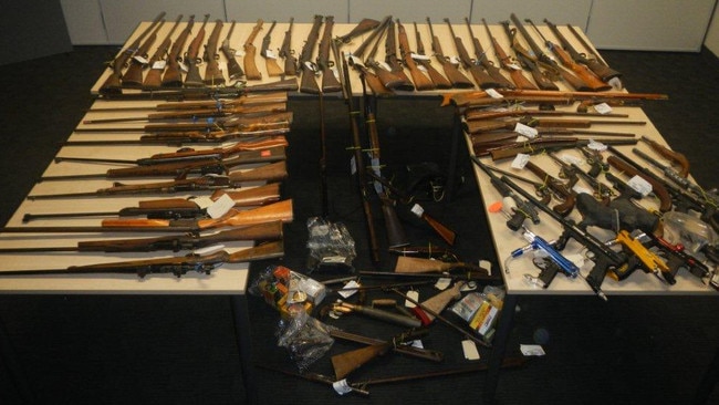 Firearms seized by police at Renmark. Picture: SAPOL