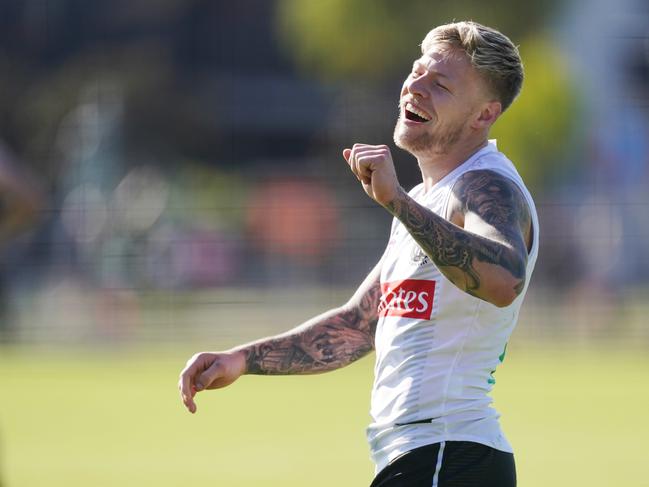 Jordan de Goey during a Collingwood training session. Picture:AAP