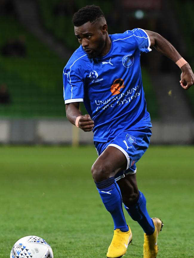 Elvis Kamsoba drives Avondale FC forward last season. 