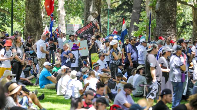 Thousands of protesters marched to Carlton Gardens.