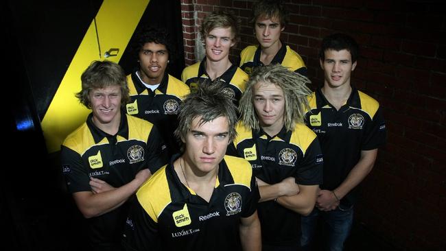 Dustin Martin (front) with other Richmond draft picks in November 2009.