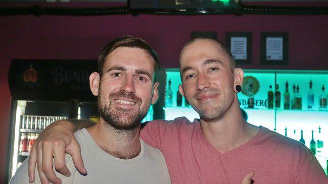 L-R Joel Cunningham and Joel Bailey at Zodiac Nightclub. Photo Liam Fahey / Morning Bulletin
