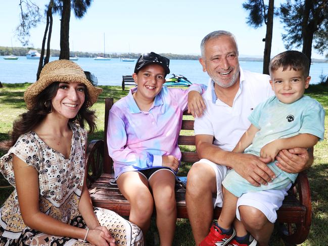 26/12/24: Dr Jamal Rifi with his daughter, Sue and grandkids Lana and Ahmad on holidays on the central coast. Dr Jamal Rifi's enforced exile from his Lebanon home could soon be over after his elder brother, high-ranking Lebanese MP Ashraf, revealed he would file lawsuits against those who colluded to sentence Jamal in 2021 and make a case to the government to revisit his sibling's case. John Feder/The Australian.