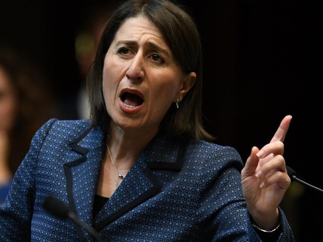 NSW Premier Gladys Berejiklian speaks during Question Time in the Legislative Assembly at New South Wales Parliament House in Sydney, Wednesday, August 21, 2019. (AAP Image/Joel Carrett) NO ARCHIVING