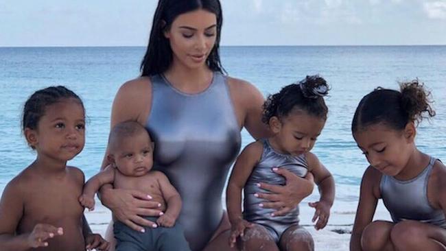 Kim Kardashian with her children Saint, North, Chicago and baby son Psalm West., August 22, 2019. Picture: @kimkardashian/Instagram Source: https://www.instagram.com/p/B1nPXIGga6X/