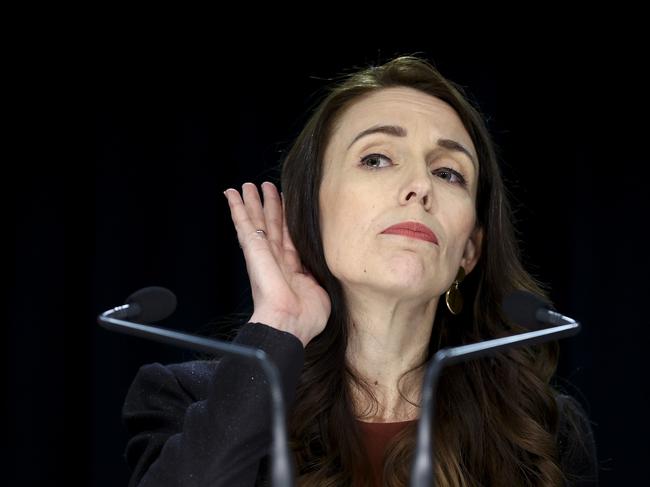 WELLINGTON, NEW ZEALAND - NOVEMBER 02: Jacinda Ardern speaks to media during a Labour press conference at Parliament on November 02, 2020 in Wellington, New Zealand. Labour's Jacinda Ardern claimed a second term as prime minister after claiming a majority in the 2020 New Zealand General Election on Saturday 17 October, claiming 64 seats.  (Photo by Hagen Hopkins/Getty Images)