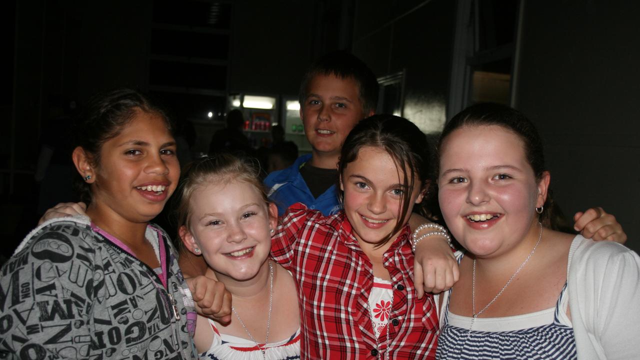 Tayla Clevin, Laryssa Smith, Coen Martin-Brown, Lauren Waller and Brittany Keogh have tons of fun a the Blue Light Disco. Photo Deanna Millard / Warwick Daily News