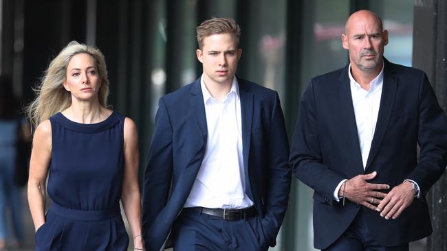 Kyle Daniels arrives at the Downing centre with his parents. Picture John Grainger