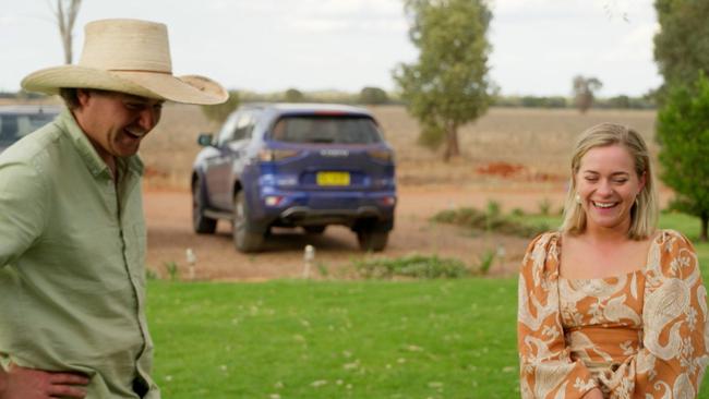 Tasmanian Belle Moorfield and Farmer Dustin on this year's season of Farmer Wants a Wife