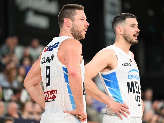 It was a rough night for United’s star guards Matthew Dellavedova and Chris Goulding in Tasmania. Picture: Getty Images