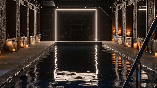 The underground relaxation pool inside former Pentridge prison boutique hotel, Interlude.