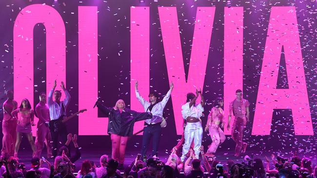 Tones and I, Adam Hyde and Reuben Styles of Peking Duk and KYE perform during the 2022 ARIA Awards at The Hordern Pavilion on November 24, 2022 in Sydney, Australia. Picture: Getty Images