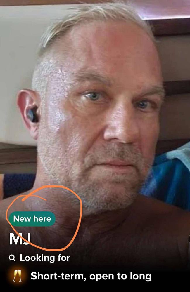 A Tinder profile purported to belong to former Australian cricketer Michael Slater. Picture: Tinder