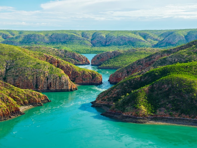 <span>27/50</span><h2>Horizontal Falls, WA</h2><p>One of the most unusual and awe-inspiring natural events to be found in Australia. The Horizontal Falls are in fact tidal waterfalls, which swell up to 13 metres as the water pushes in and out of the Indian Ocean through narrow cliffs. Around 270 km outside of Broome, one of the best experiences visitors to these falls can have is watching the awesome phenomenon from a sea plane. Picture: Tourism Australia</p>