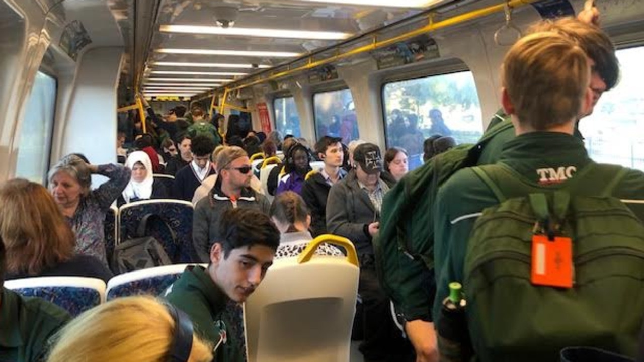 The packed train line from Grange on Monday morning. Picture: Supplied