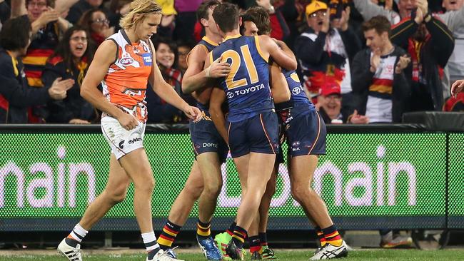 Eddie Betts booted one of his four goal of the year winners against GWS in 2016. Picture: AAP