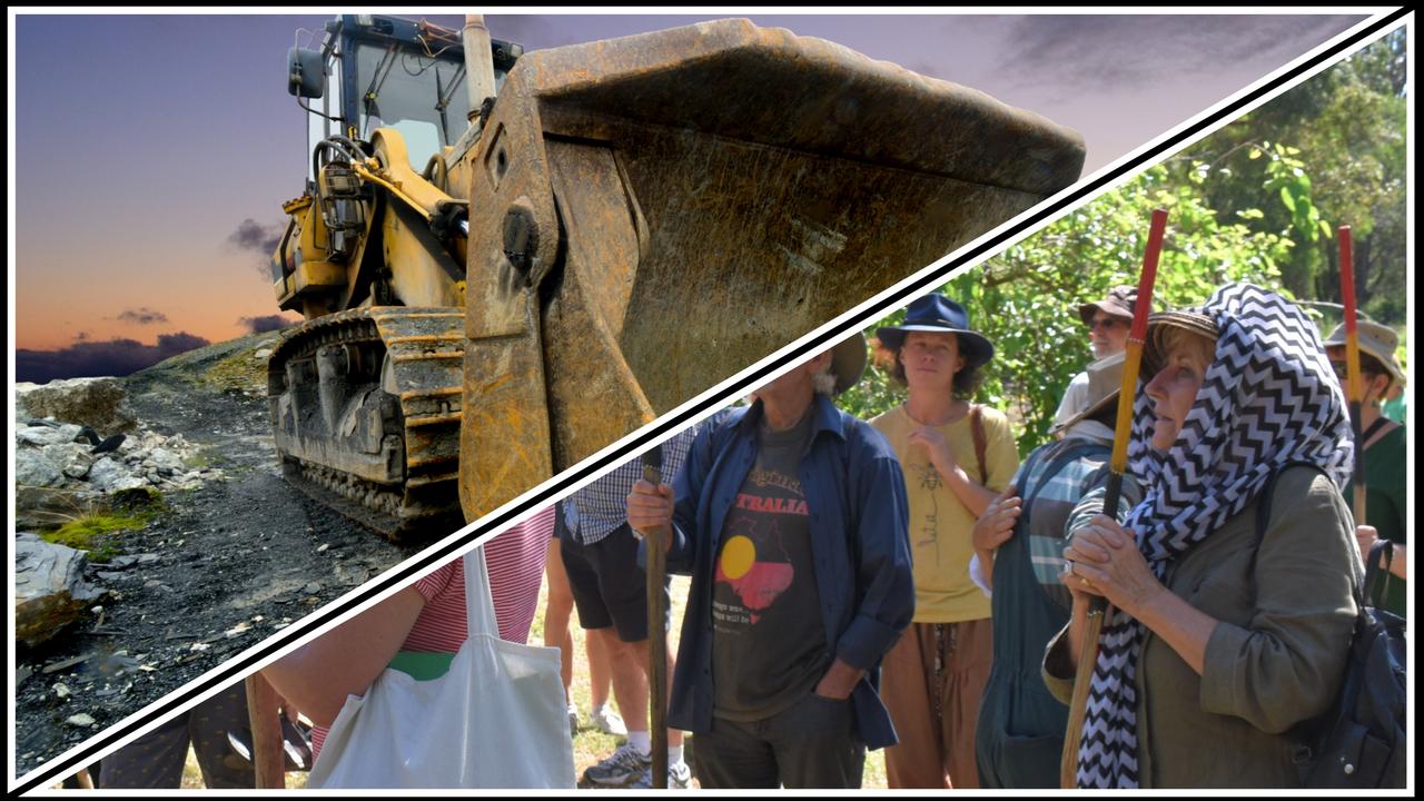 A possible clash between Transport and Main Roads and protestors has been delayed indefinitely after the Federal Government said work at the $1 billion Gympie Bypass which could destroy the ‘Gympie Pyramid’ site will remain suspended.