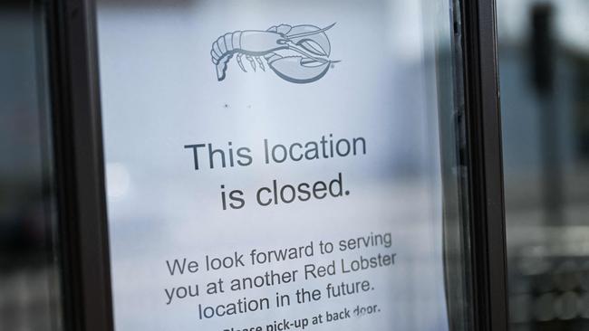 Signs like this are appearing at many Red Lobster stores. Picture: Patrick T Fallon / AFP