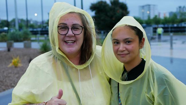 Alanna Case and Hayley Smith at the NRL All Stars matches in Townsville on Friday. Picture: Blair Jackson