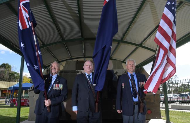 Coral-Balmoral veterans Alan Graham, Stan Coker and John McDonald were members of the 1st Australia Task Force which received a unit citation for gallantry this week. Picture: Simon Bullard