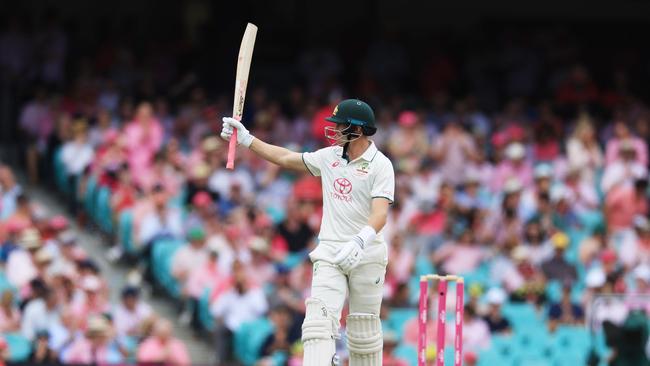 Marnus Labuschagne celebrates reaching his half-century. Picture: Getty