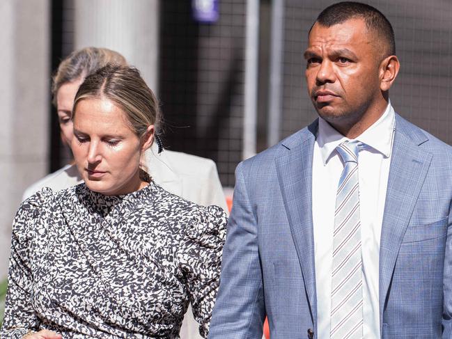 SYDNEY, AUSTRALIA - NewsWire Photos, FEBRUARY, 02, 2024 :  Kurtley Beale and wife Maddi arrive  at the Downing Centre District Court in Sydney Picture: NCA NewsWire / Flavio Brancaleone