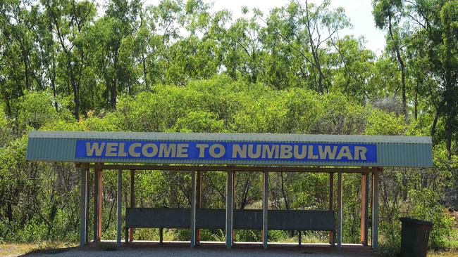 A welcome to Numbulwar sign at airstrip. Picture: Keri Megelus