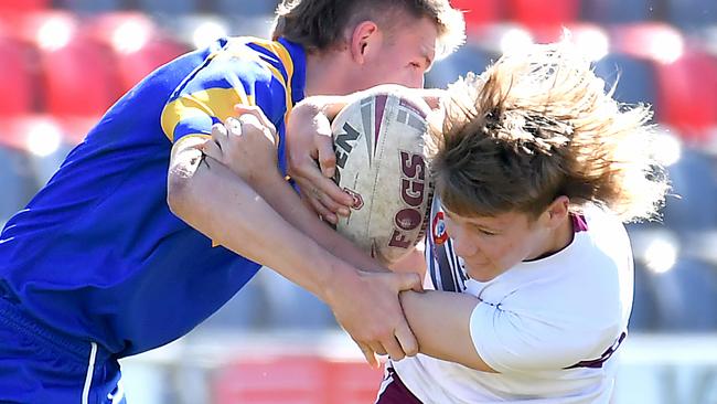 The ASSRL school boy 15 years. Queensland White player Nate Berrigan Queensland White Vs ACT. Thursday July 7, 2022. Picture, John Gass