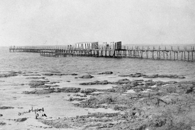 Ruins of the first swimming baths, Southport Pier, 1891