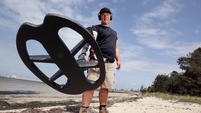 Jual Butler at the Wynnum foreshore with his metal detector.