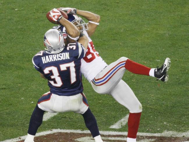 David Tyree’s famous “helmet catch” against New England in the 2008 Super Bowl. Photo: AP