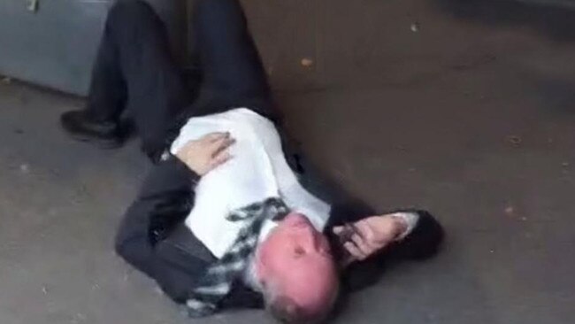 Nationals MP Barnaby Joyce has been filmed lying on the ground at night in Canberra. Picture: X