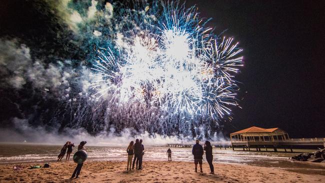 Fireworks above the Redcliffe Jetty. Photo: Dominika Lis.