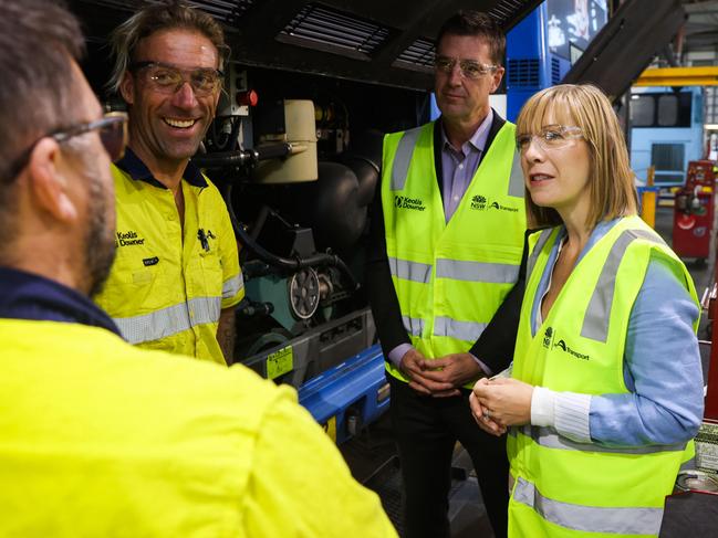 Michael Regan said he would tackle public transport issues. He met with the new NSW Transport Minister Jo Haylen at the Keolis Downer bus depot at Brookvale last Friday to hear from staff about their views. Picture: NSW Government