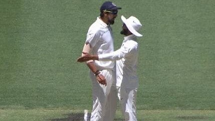 Ishant Sharma and Ravindra Jadeja exchange words on the pitch in Perth.