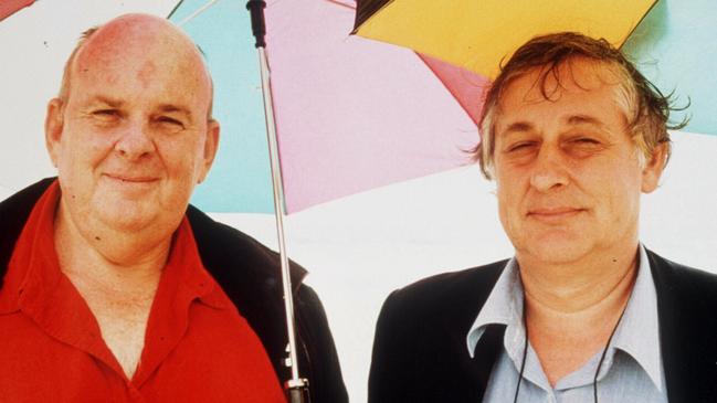 Les Murray and author Bob Ellis in the TV show <i>The Bastards From The Bush</i>. Picture: ABC