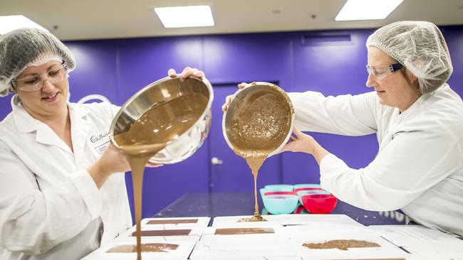 Flavourologists Jessica Hagarty with Rui Zha and Anita Winkler experimenting with different flavours. Picture: Jason Edwards