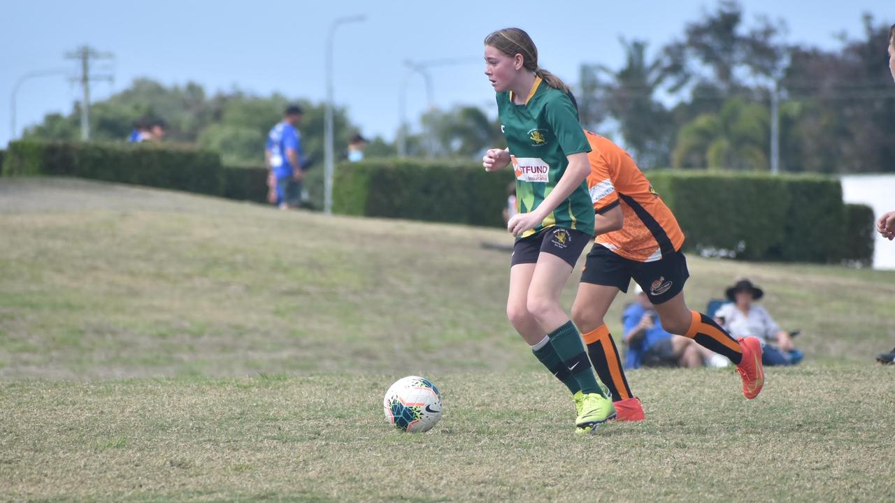Tayla Vaughan in the Country United and Mackay Lions under-13/14s Division One clash at Mackay Football Park, 21 August 2021. Picture: Matthew Forrest